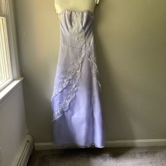 Alfred Angelo Vintage Lilac Blue Floral Sleeveless Princess Prom Dress size 10 - Picture 1 of 10
